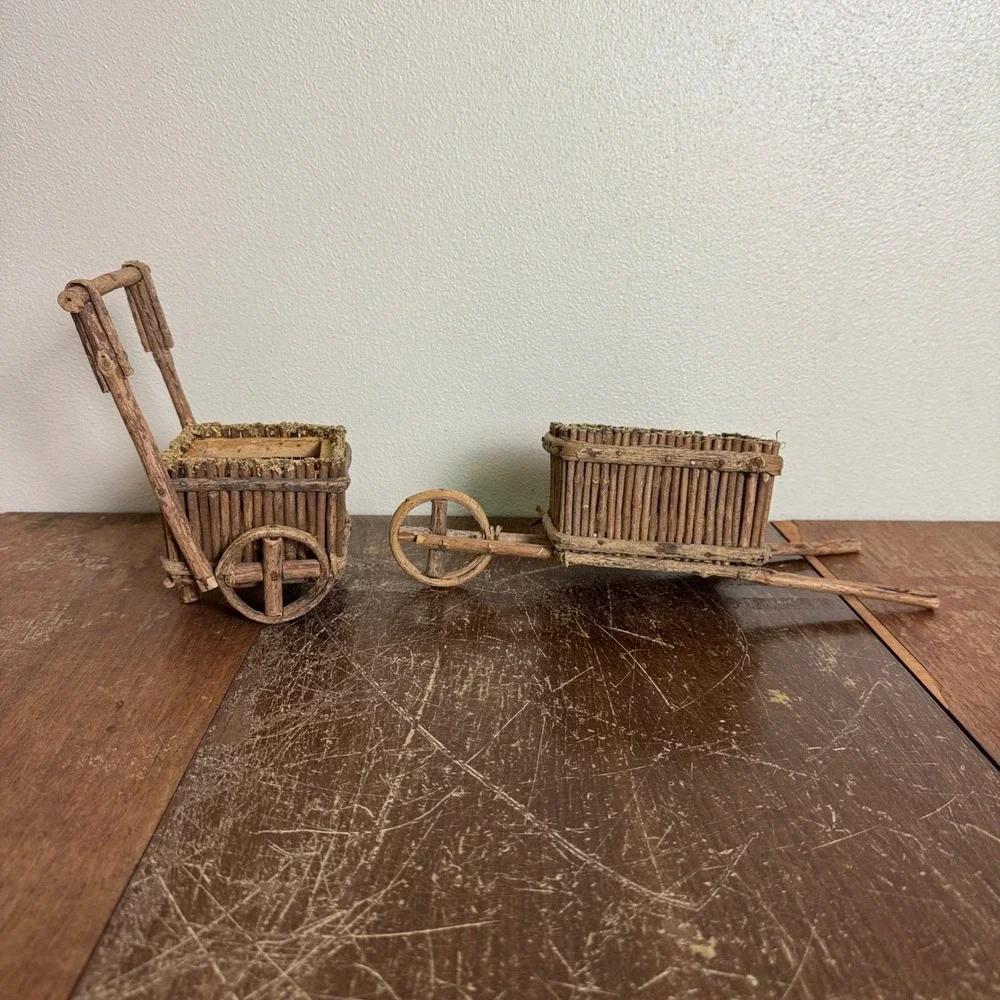 Twig Stick‎ Cottagecore Indoor Planters Cart & Wheelbarrow